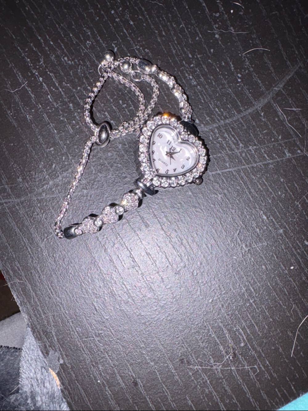 Silver Heart Crystal Bracelet Watch - Women's Jewelry